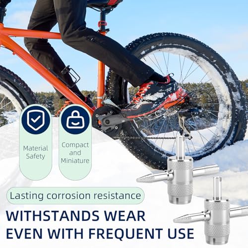2PCS 4-Way Valve Core Tool,Tire Valve Stem Tool,4-in-1 Universal Valve Wrench,Multifunctional 4 Way Valve Stem Installer Tire Repair Tool for Car Bicycle Bike Motorcycle