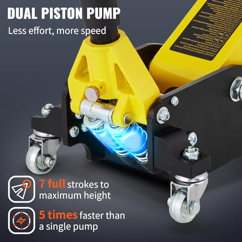 1.5 Ton Low Profile Aluminum Steel Racing Floor Jack Dual Pump Lift | Heavy-duty steel & aluminum construction, 3300 lbs capacity, dual pump system, low profile design for easy car lifting,