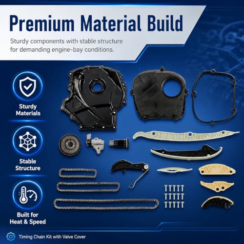 Engine Timing Chain Kit Compatible with A4 A5 A6 Jetta Passat | 2006-2017 Fit, 06K115225C, EA888 1.8T 2.0T, Valve Cover Included, 06H103269H06K109158AD, 06H109210AG