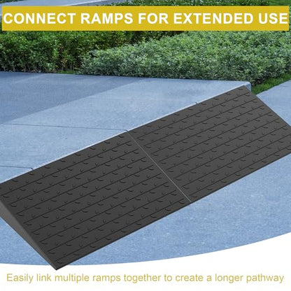OrangeStar Heavy Duty 3.5" Rise Rubber Threshold Ramp | Wheelchair & Scooter Ramp with Cord Channel, Non-Slip Angled Entry for Doorways, Steps & Garages (Black, 36" Length) - size: 3.5in