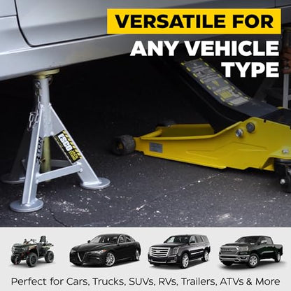 3 Ton Performance Jack Stands, Pair - style: 3 Ton - Flat Rubber Saddle