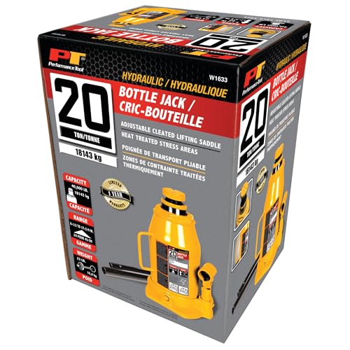 Performance Tool W1633 20 Ton (40,000 lbs.) Heavy Duty Hydraulic Bottle Jack - size: 20-Ton