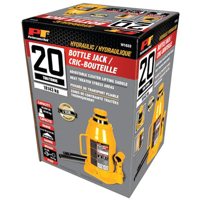 Performance Tool W1633 20 Ton (40,000 lbs.) Heavy Duty Hydraulic Bottle Jack - size: 20-Ton