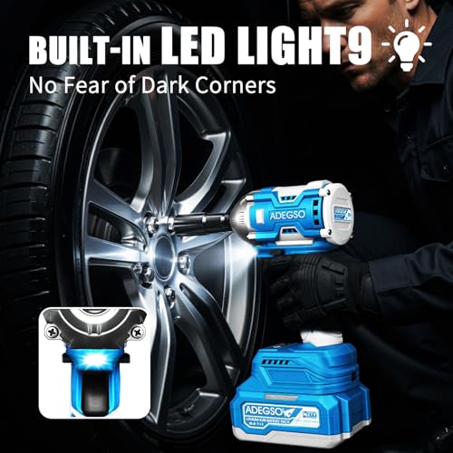 Cordless Impact Wrench, 1/2 Inch Brushless Impact Gun, 3-Speed High Torque Impact Driver with 2×4.0Ah Batteries & Fast Charger for Car Tire Removal, Automotive Repair & DIY