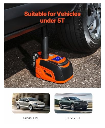 Electric Car Jack 5 Ton, Scissor Jack with LED Light, Portable Hydraulic Jack Kit for Sedan, Truck, SUV - Fast Lifting, Wireless Control