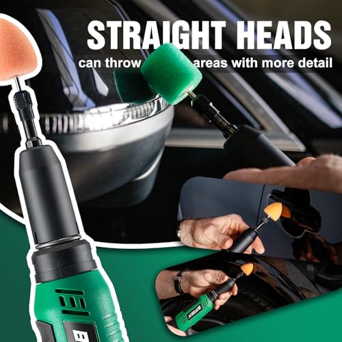 BATOCA S6 Mini Polisher Cordless Polisher for Car Detailing, 2x2.0Ah Batteries, 0mm Rotary Buffer, 3mm and 12mm Dual Action Polisher 1-3 Inch, 2 Different Speeds Heads Systems, 4.2k-21k or 1-5k RPM - size: Pro kit with 2 batteries
