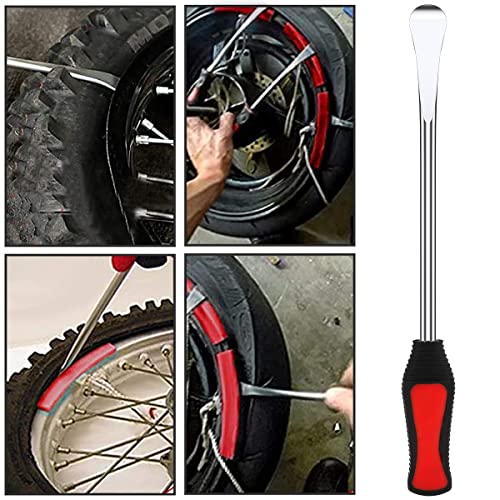 13Pcs Motorcycle Tyre Repair Tool Spoon Set with 3 Tire Levers Spoon & 2 Protective Sleeves & 6 Valve Core & Wrench Motorcycle Tire Tool Kit Motorbike Tire Changing Spoons Lever ZHAZHAMO