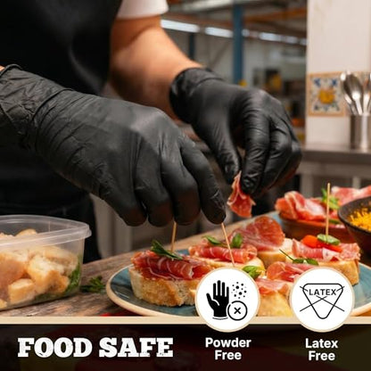 TitanFlex Black Nitrile Disposable Gloves, 5 Mil, Fully Textured, Heavy Duty, Latex Free & Powder Free for Cooking, Food Prep, kitchen clean, 100 ct (M) - size: Medium