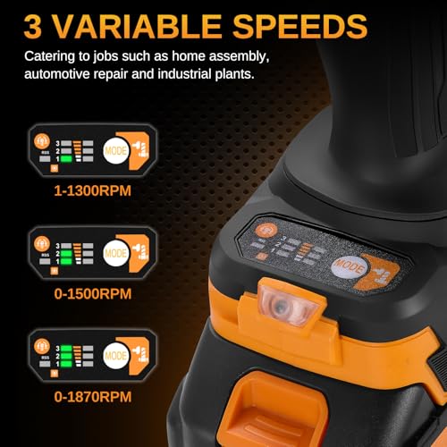 This Hill 3/4" Cordless Impact Wrench 1328 ft-lb, 21V Brushless lmpact Gun | 1800Nm, High Torque Power Impact Driver for Agricultural Machinery Truck, 2 x 4.0Ah Battery, 3-Speed Modes, Auto-Stop Reverse