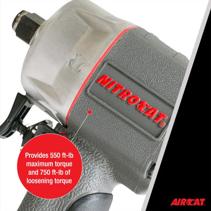 AIRCAT Pneumatic Tools 1056-XL 1/2-Inch NITROCAT Composite Compact Impact Wrench : Low Weight Power Impact Wrench : Tool for Automotive Improvement & Maintenance - size: 1/2-Inch