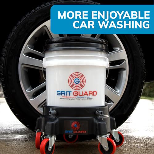 Grit Guard 5 Gallon Washing System | Includes 5 Gallon Bucket, Grit Guard, Bucket Dolly, and Gamma Seal Lid | for Car Wash and Detailing | Black - Made in the USA - color: Black