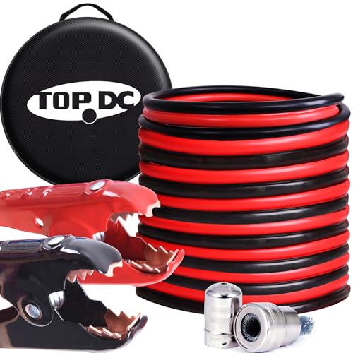 TOPDC 2 Gauge 20 Feet Heavy Duty Jumper Cables for Car, SUV and Truck | Heavy duty 2 Gauge jumper cables span 20 Feet for cars, SUVs and trucks, with a carry bag for storage. - size: 2 Gauge, (20FT)