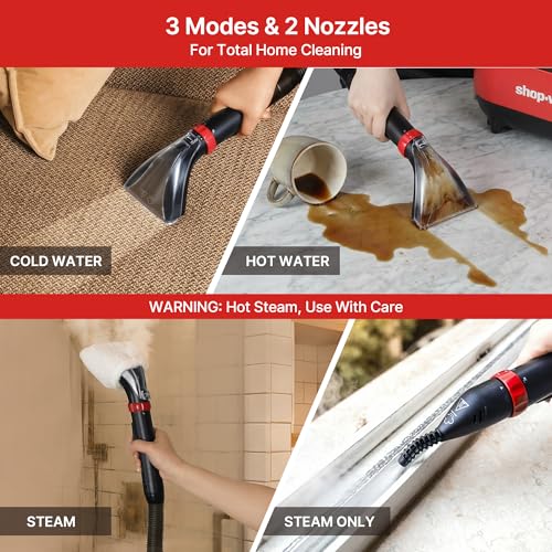 Shop-Vac Portable Carpet Cleaner Machine with Steam & Heating, 5430225 | Cleaning Solution Included, 3 Modes, Deep Stain Removal with Self-Cleaning Tool, for Car, Furniture, Stair & Fabric Cleaning
