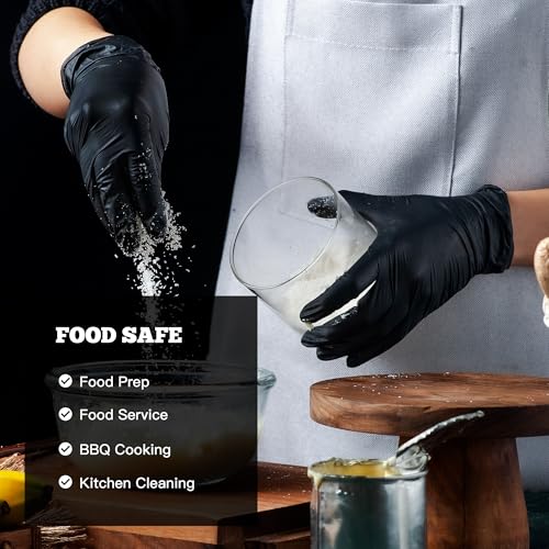 TitanFlex Disposable Nitrile Exam Gloves - 6-mil, Black, Heavy Duty, Latex Free, Food Safe for Cooking - size: Small