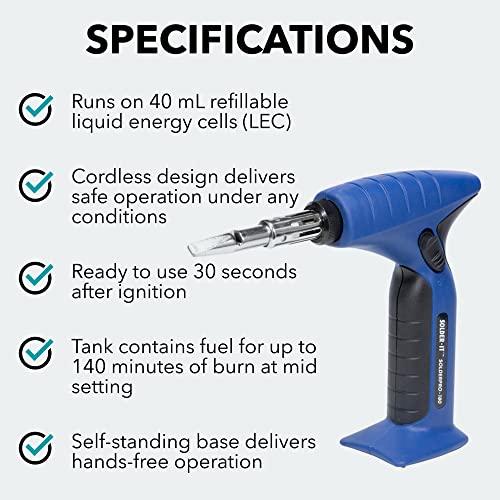 Solder-It SolderPro 180 Soldering Iron Kit (PRO-180K) | Multi-Function Butane Heat Tool with Tips and Case | Cordless and Portable Soldering Gun | Home Improvement Tools and Soldering Kit Essential