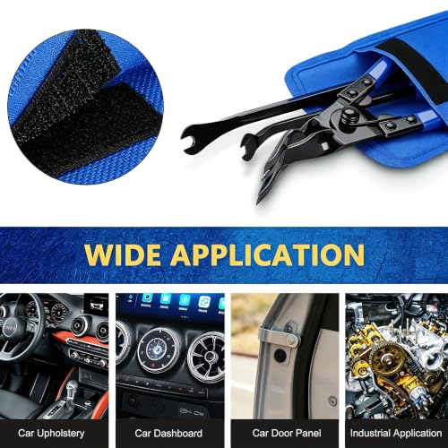 Clip Pliers Trim Upholstery Tools - 3 Pack Car Removal Tool Set to Remove Rivets Fasteners Push Pins, Clips Puller Kit for Door Dash Dashboard Panel Body Repair Tools - color: blue