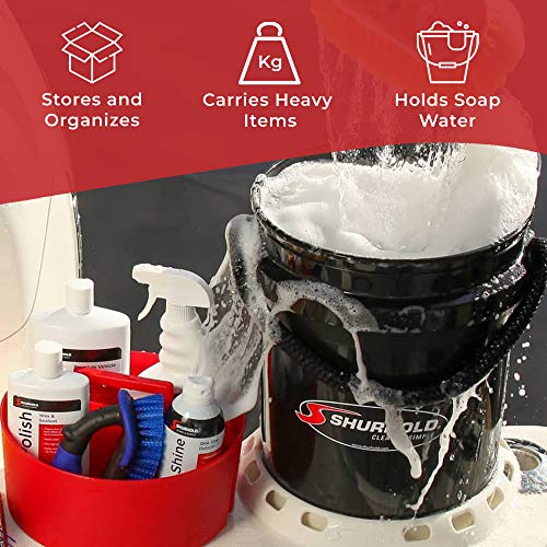 Shurhold 2464 Deluxe One Bucket System - Ultimate Cleaning Kit with 5 Gallon Bucket, Grit Guard, Lid, and Storage Caddy, Black
