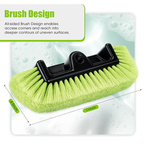2 Pack 58 Inch Extendable Car Wash Brushes, Soft Bristled Scratch Free Cleaning System with Long Handle, Universal Cleaning Tool Set for Vehicles Home Windows Tires Snow Removal (Green) - color: Green