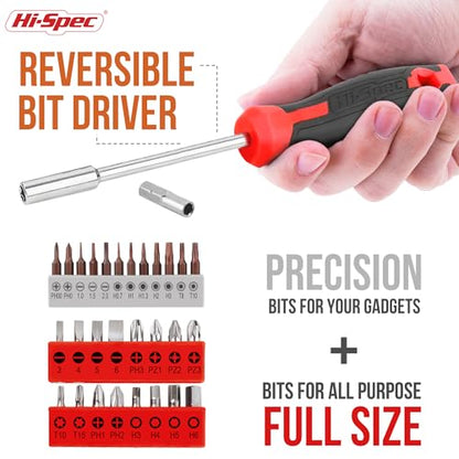 Hi-Spec Household Starter Tool Kit with Compact Carry Toolbox, Red | 38pc, everyday fixes made easier, organized portable storage, beginner-friendly selection, apartment and office tasks, tidy - color: Red