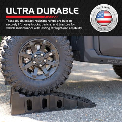 Caliber Products, Vehicle Service Ramps w/Chocks, Max. Length 37in, Heavy-duty Car Ramp, 20,000lb. Capacity, Model# 13595