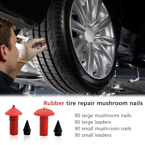 Bittwee Mushroom Shaped Car Tire Repair Insert Plugs, 90PCS Rubber Vehicle Wheel Sockets Tool with 90PCS Pins, Practical Automotive Replacement Parts, Universal for SUV RV Truck (Small) - size: Small