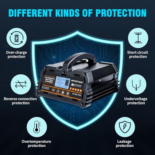 30A Battery Charger, 12V/24V Lead Acid, 12V LiFePO4. Smart Battery Charger with Trickle Charge. Car Battery Maintainer with LCD Display. Suitable for Trucks, Motorcycles - size: 30A