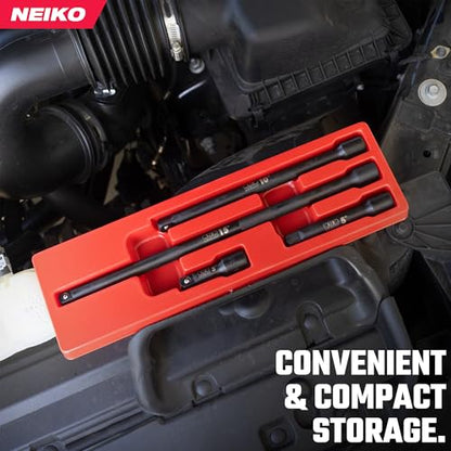 NEIKO 00248A 1/2-Inch-Drive Impact Extension-Bar Set, Impact Socket Extension Made with CrV Steel, 1/2 Impact Extension Set Includes 3-Inch, 5-Inch, 10-inch, 15-inch - size: 4 Piece, (3", 5", 10", 15"), style: Impact Extension