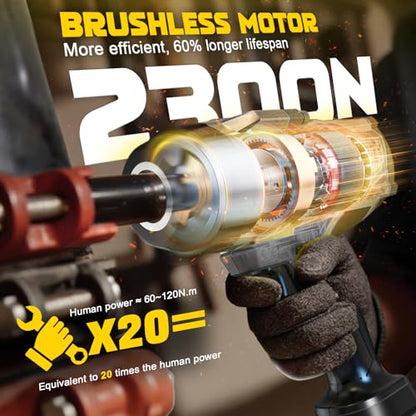DIYtoolifz Cordless Impact Wrench 1/2" Compatible with DeWalt 20V Battery, 1700 Ft-lbs (2300 Nm) High Torque Impact Driver, Electric Impact Gun with 4 Modes & LED Light for Car, Truck(Bare Tool) - size: 1/2 inch, style: Compatible with Dewalt 20V Battery