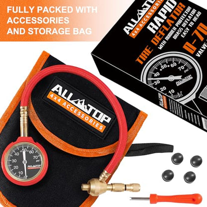 ALL-TOP 4x4 Rapid Tire Deflator Kit 0-70PSI Tire Pressure Gauge/Air Down Master/for Offroad Tire of Jeep, Truck & ATV - color: Rapid Tire Deflator