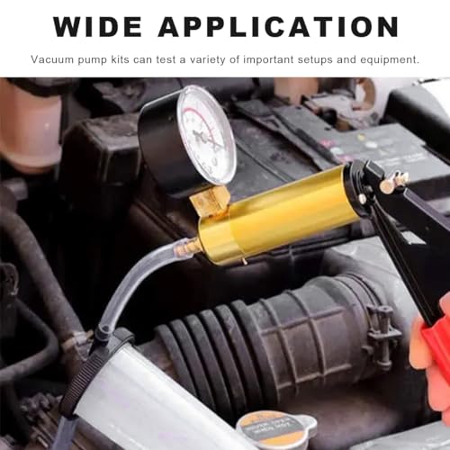Hand Held Vacuum Pump Brake Bleeder Kit, Brake Clutch Fluid Bleeder Vacuum Pump Pressure Tester with Gauge Adapters, Automotive Brake Fluid Bleeding Set with Protected Case