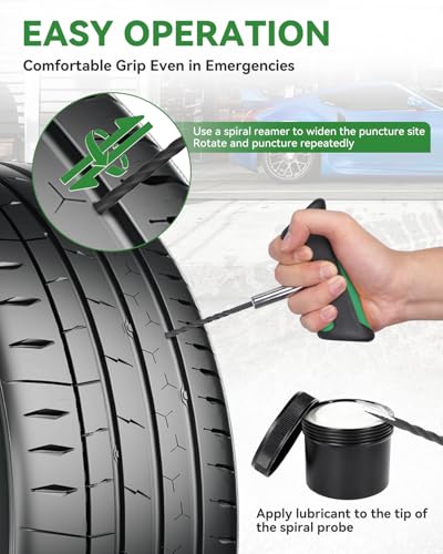 Tire Repair Kit with Effortless Insertion & Removal – 50pcs Complete Professional Heavy Duty Tire Plug Kit,Puncture Repair for Car, Motorcycle, Tractor, ATV, SUV, Truck (Portable Case Included)