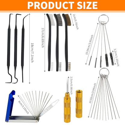 Carburetor Cleaning Kit-Includes 3 Double Head Brush 23 Needles 5 Nylon Brushes 1 Scraper 4 Cleaning Hooks Carburetor Cleaner Set for Motorcycle ATV Chainsaw Welder Spray Gun