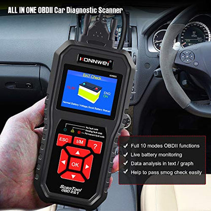 KONNWEI OBD2 Scanner Professional Car OBD II Scanner Auto Diagnostic Fault Code Reader Automotive Check Engine Light Diagnostic EOBD Scan Tool for All OBDII Protocol Cars Since 1996 (Enhanced KW850) - color: Professional Car OBD II Scanner