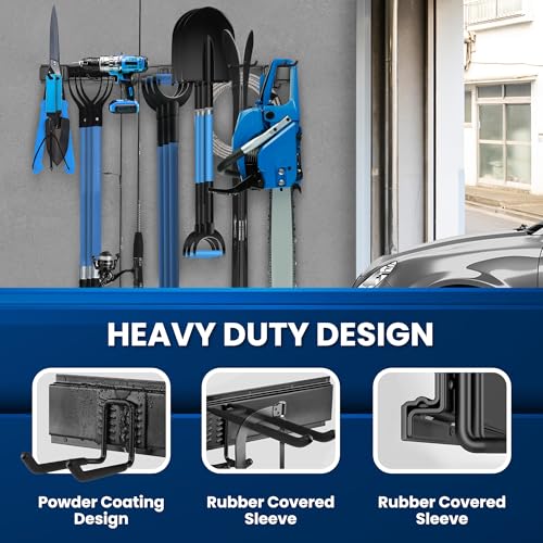 96'' All-Metal Garage Tool Organizer Wall Mount – Heavy-Duty Tool Rack Holds 960 lbs, Adjustable Hooks for Garage, Yard, and Garden Equipment - size: 96" Alloy Steel