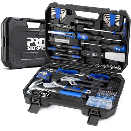 Prostormer 229-Piece Household Tool Set, Basic Home Tool Kit | All-purpose Tools with Tool Box for Home Repair, Furniture Fitting, Crafting & DIY Projects