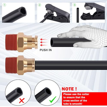 CheeMuii 3/8 Brass DOT Air Fittings With 32.8FT 3/8" DOT Air Line Kit Quick Connect DOT Air Line Fittings and PA12 Pneumatic Tubing for Semi Truck Trailer or Industrial Air System - size: 3/8Inch-15Pcs