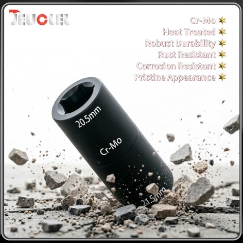 3PCS 1/2" Drive Flip Lug Nut Impact Socket Set, Half Sizes Lug Nut Socket Kit with 18.5/19.5mm 20.5/21.5mm & 3" Extension Bar, Dual-End Thin Wall Nut Socket, Double Sided Lug Nut Extractor