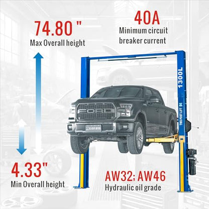 XK-1300L Overhead Auto Lift 3+3 Enhanced Lifting Arm 220V Car Lift Capacity 13000 Lbs Truck Hoist with 36 Months Parts Replacement - color: Model 1300L-220V