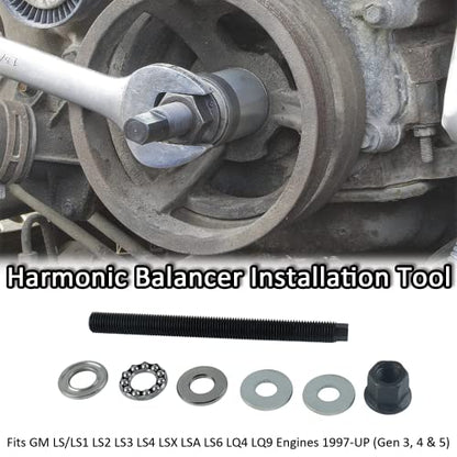 LS Harmonic Balancer Installation Tool Compatible with GM 1997-UP V8 LS1 LS2 LS3 LS4 LSX LSA LS6 LQ4 LQ9 Upgraded Crank Pulley Install Tool with Three-Part Thrust Bearing - size: With Three-Part Thrust Bearing