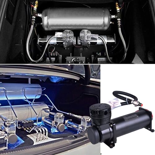 200PSI Heavy Duty Air Train Horn/Air Ride Suspension Compressor 12V 1/4NPT Pneumatic Suspension Compressor Black for Car Horns