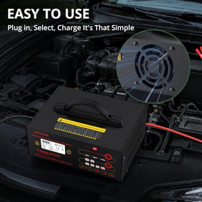 6/8/12/24/36/48V Battery Charger 0-14Amp for Golf Cart or Lithium | Smart Adjustable Car Battery Charger with Upgraded Cable Clamps, Smart Trickle Charger,Battery Maintainer,LiFePO4 - color: Red-8V-48V
