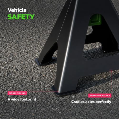 Jack Stands, 6 Ton (13,000 lbs) Capacity Heavy Duty, Double Locking Pin Safety, 14.2-23 Inch Adjustable Height Car Jack Stands for SUV, Truck, Van, Jeep, UTV/ATV - Pair (Green-Black) - size: 6 Ton