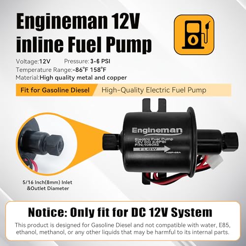 Electric Fuel Pump 12V Electric Transfer for Universal Low Pressure Gas Diesel Fuel Pump 3-6psi HEP-02A For Lawn Mower Carburetor Cars Trucks Boats - size: 3-6 PSI HEP-02A