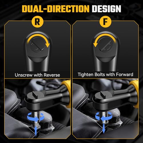 3/8" Cordless Ratchet Wrench for De-WALT 20V Max Battery - 49Ft-Lbs Brushless Motor Electric Ratchet Set with 0-250RPM Variable Speed, 8 Sockets, 3/8" and 1/4" Adapters,3" Extension Bar (Tool Only)