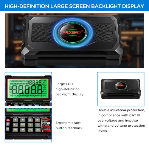TRMS 20000 Counting Digital Voltmeter with NCV Function, Auto Multimeter Tester, Measurement of Voltage, Current, Resistance, Diode, Temperature, Car Dwell Angle, Engine Speed, Pulse Width