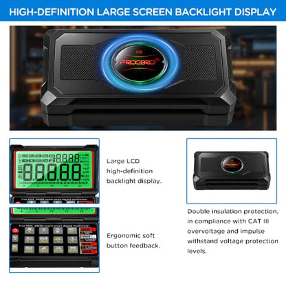 TRMS 20000 Counting Digital Voltmeter with NCV Function, Auto Multimeter Tester, Measurement of Voltage, Current, Resistance, Diode, Temperature, Car Dwell Angle, Engine Speed, Pulse Width