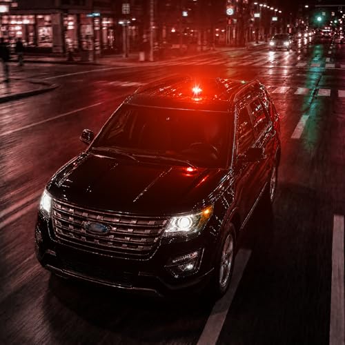 Battery Operated Red Beacon Strobe Light w/Magnetic Base, Portable USB-C Rechargeable Mini Roof Top LED Warning Emergency Flashing Lights for Trucks, Vehicles, Car, Tractor 1-Pcs - color: R/R