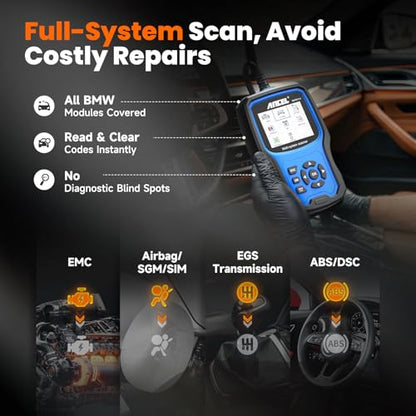 ANCEL BM700 PRO Fit for BMW Scanner - Battery Registration Tool, Code Reader for BMW/Mini/RR, Advanced OBD2 Scanner Auto V-I-N, Full System Diagnostic for BMW Scan Tool with All Reset Services (Blue) - color: BM700 Pro Blue
