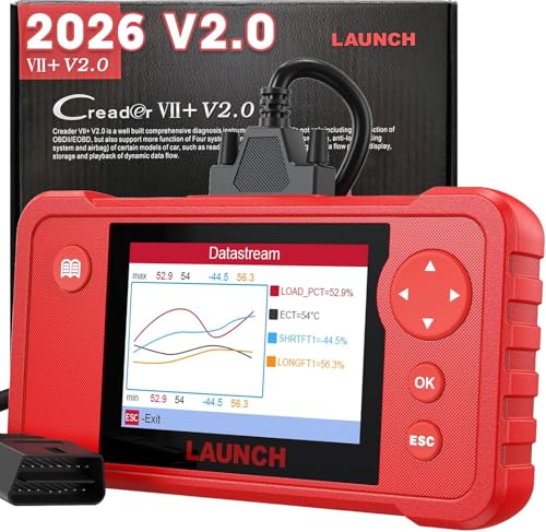 LAUNCH Creader VII+ V2.0 OBD2 Scanner, 2026 New Engine/Transmission/ABS/SRS Diagnostic Scan Tool With Oil Reset/Throttle Adaption/SAS Relearn, Check Engine Code Reader, Full OBD2, Lifetime Free Update
