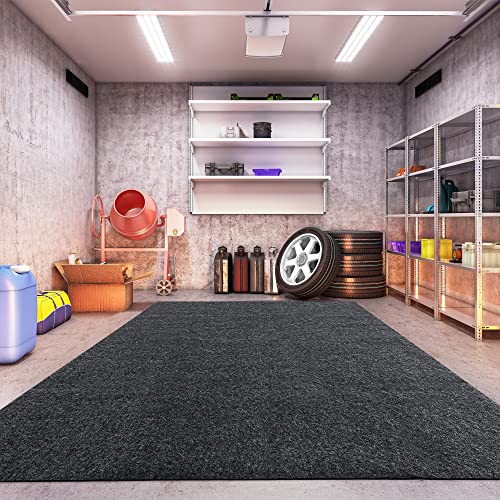 HOMBYS Extra Large Garage Floor Mats for Under Car, Dark Grey Garage Flooring Rug, Motorcycle Oil Spill Mat, Absorbent Oil Garage Parking Mat 7’4”x17', Non Slip and Waterproof Backing - size: 17' x 7'4"